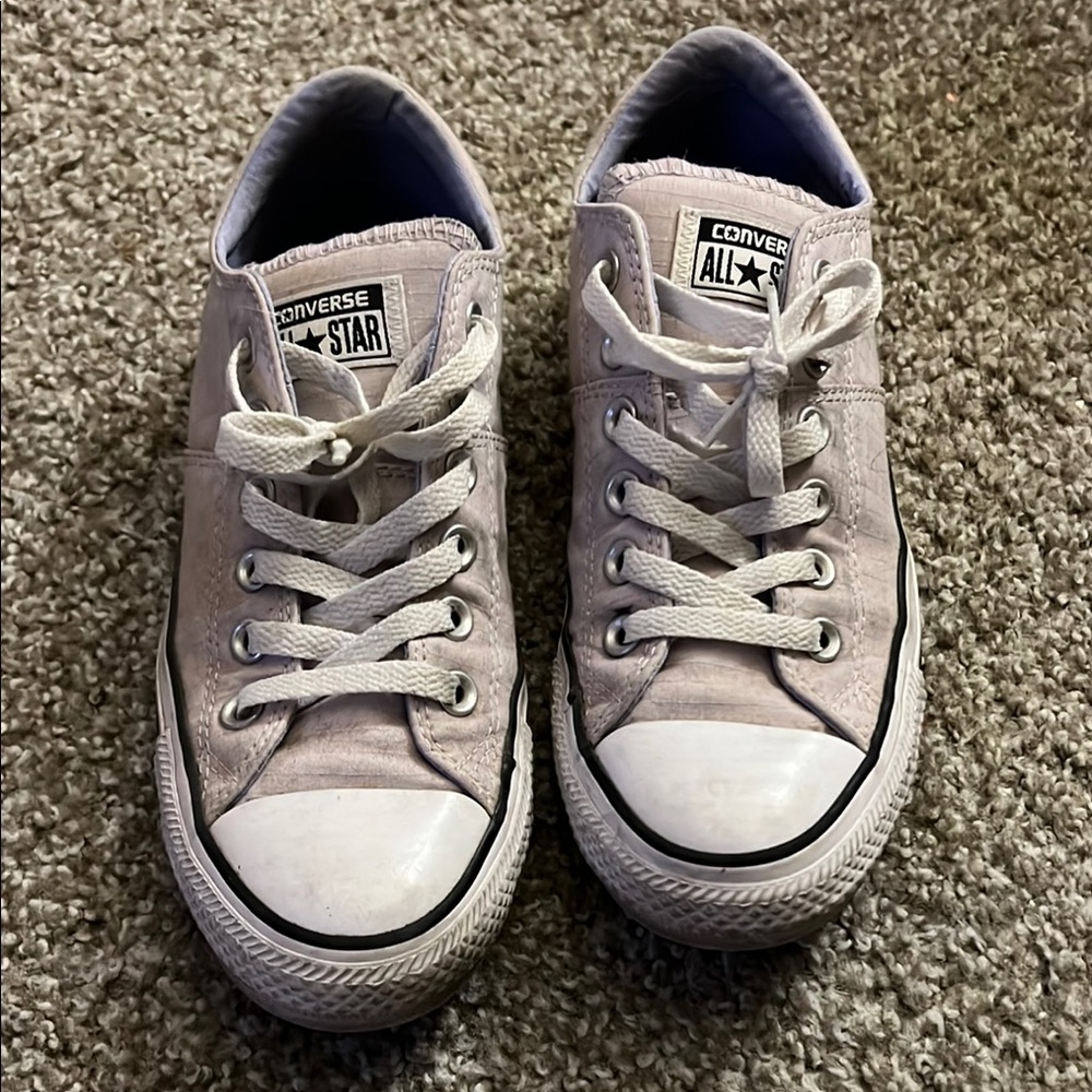 Converse White and Purple Athletic Shoes Low-Top Canvas